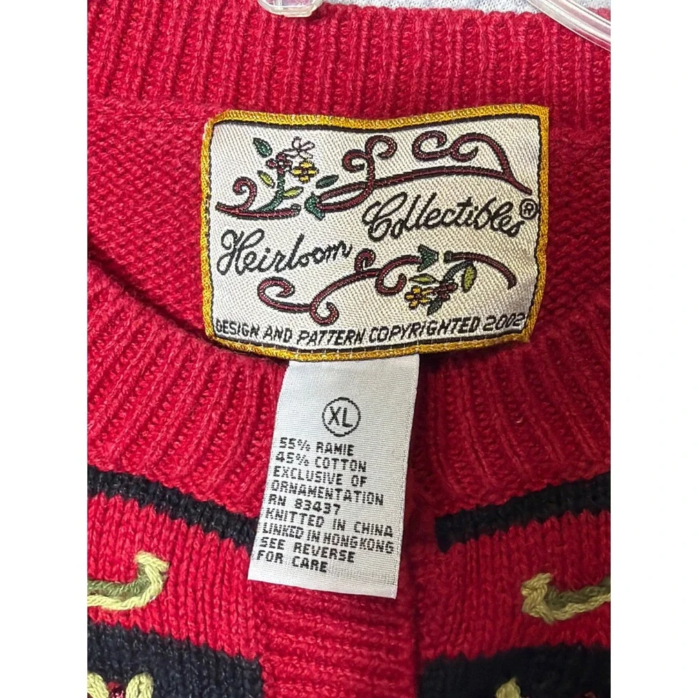 VTG Heirloom Collectibles Womens XL Red Patriotic Button Up Cardigan Sweater‎